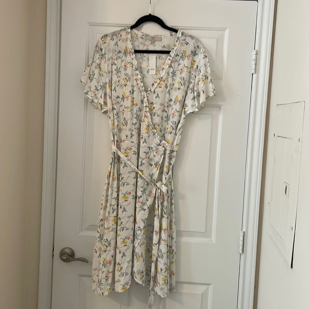 Loft plus size floral wrap dress